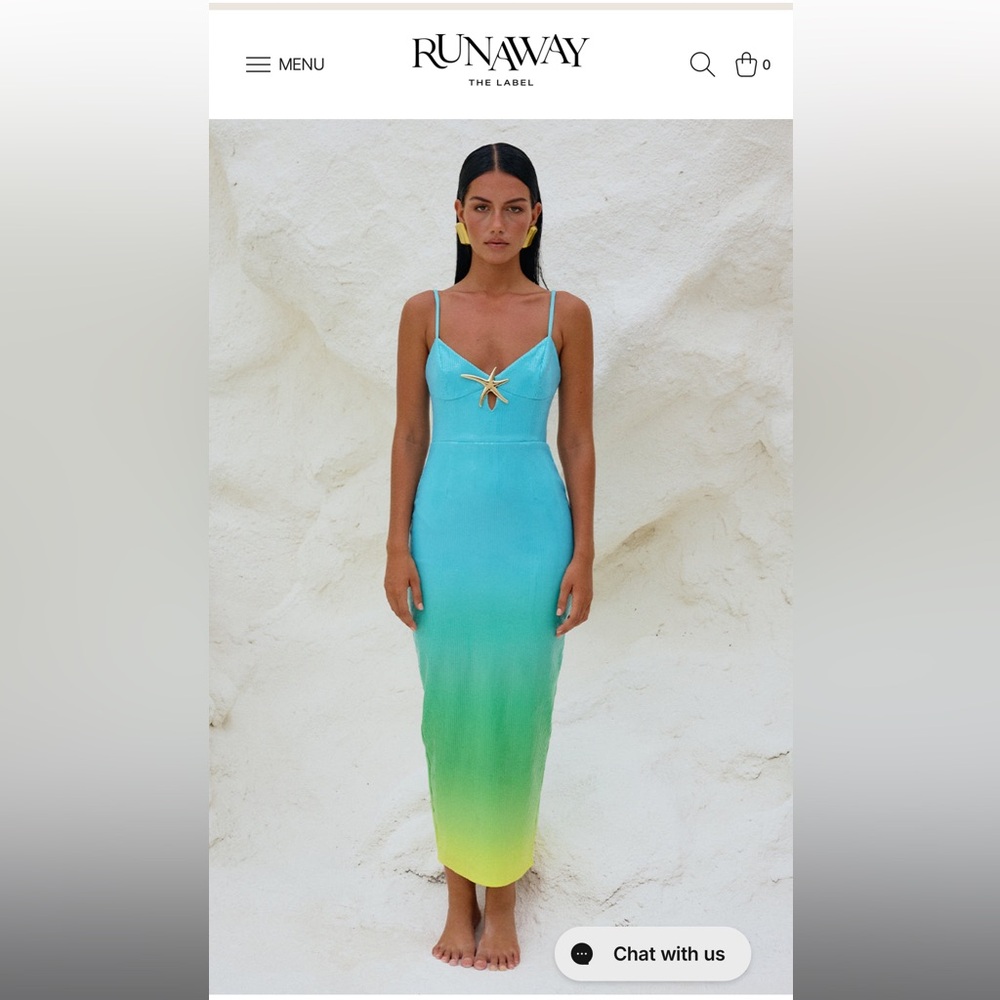 Runaway The Label Aqua to Lime Ombre Midi Dress